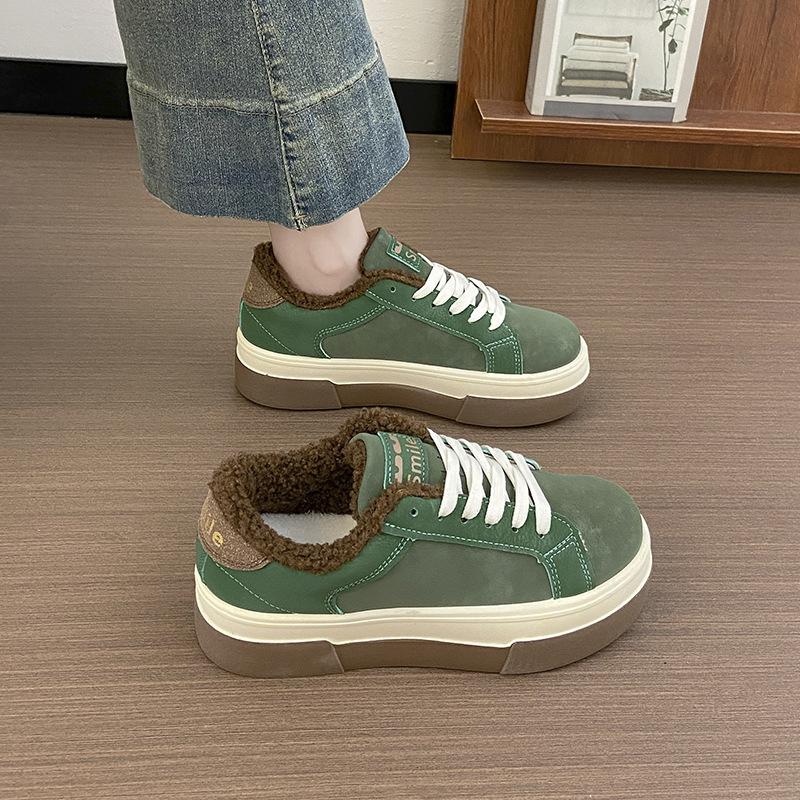 

Thick Soft Sole Women s 2026 New Plush Sneakers Autumn Winter Cotton Shoes Versatile Women s Fashion Footwear for Daily Comfort 40 зелений