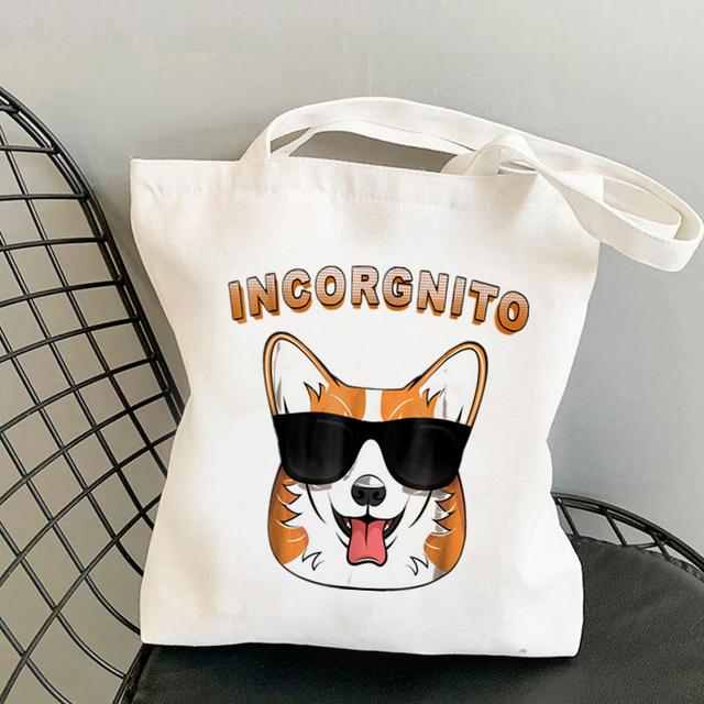 Shopper Watercolor Design For Corgi Lovers Bag Harajuku Women Shopping Bag Canvas Shopper Bag Handbag Tote Bag Shoulder Lady Bag