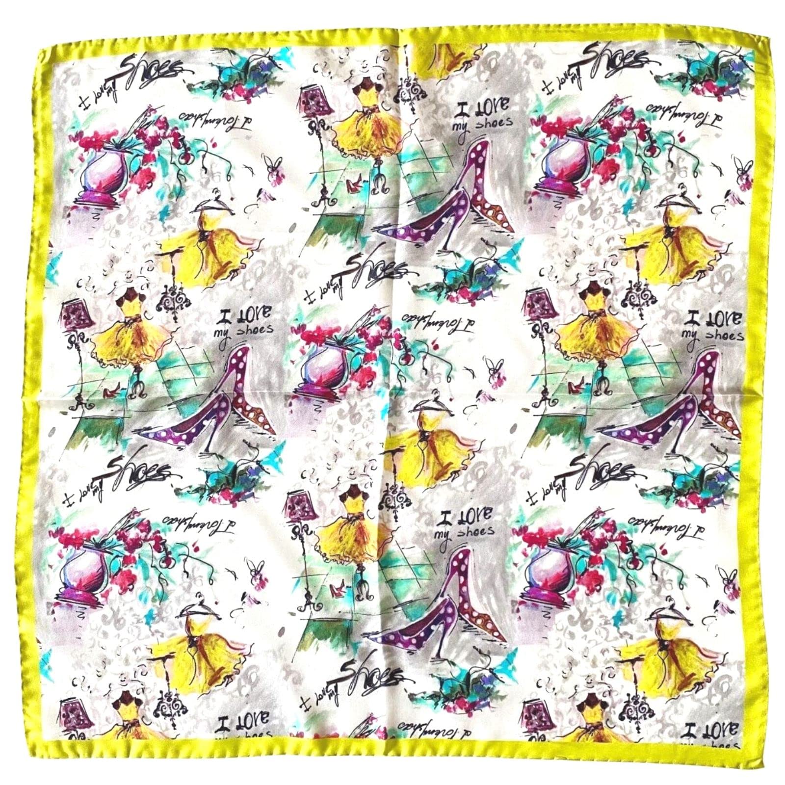 

Шелк 50x50см Сделано в Ballerina G.Barsanti&Figli Женский 100% Шарф, Овальный, Квадратный, Италия, Узор, Желто-зеленый