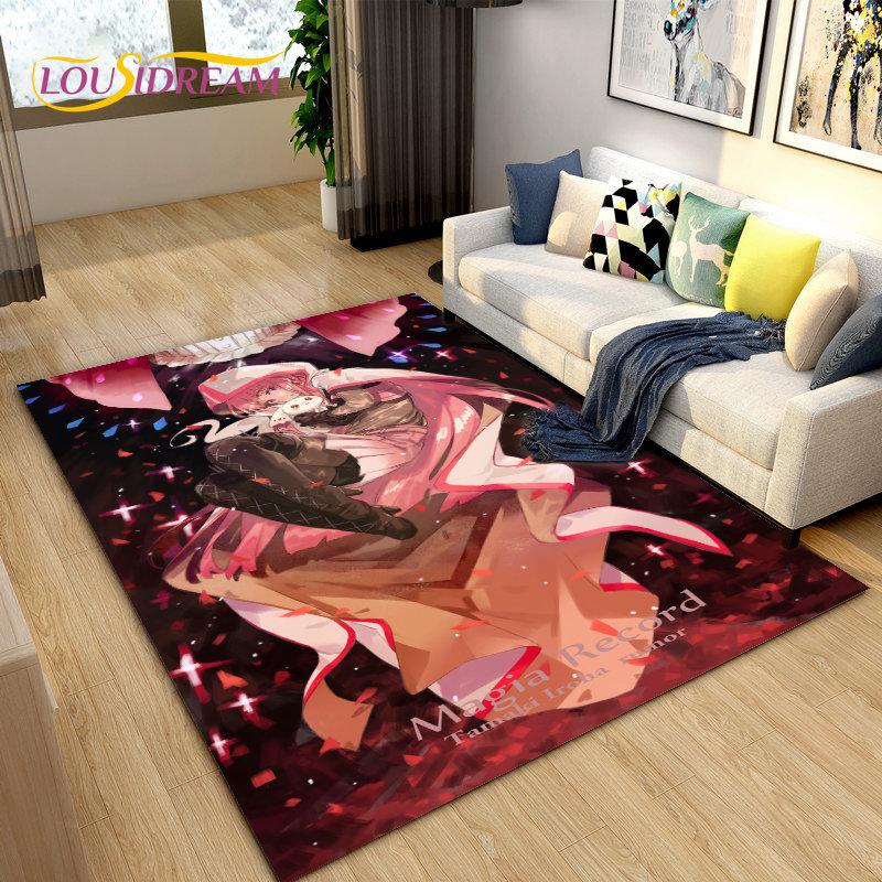 Puella Magi Madoka Magica Cartoon Area Rug,Carpet Rug for Living Room Bedroom Sofa Doormat Decoration, Kids Non-slip Floor Mat