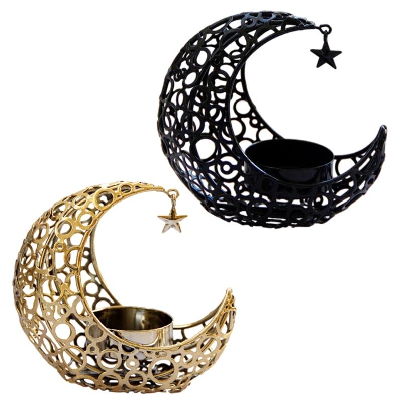 Mondförmiger Kerzenhalter Teelichthalter Metall Mond Kerzenständer Kerzenständer für Weihnachten Esstisch Hochzeit Heimdekorationen