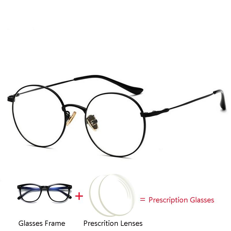 Anti Blue Rays Photochromic Round Optical Glasses With Prescription Metal Frame For Shortsighted Hyperopia Progressive Eyewear