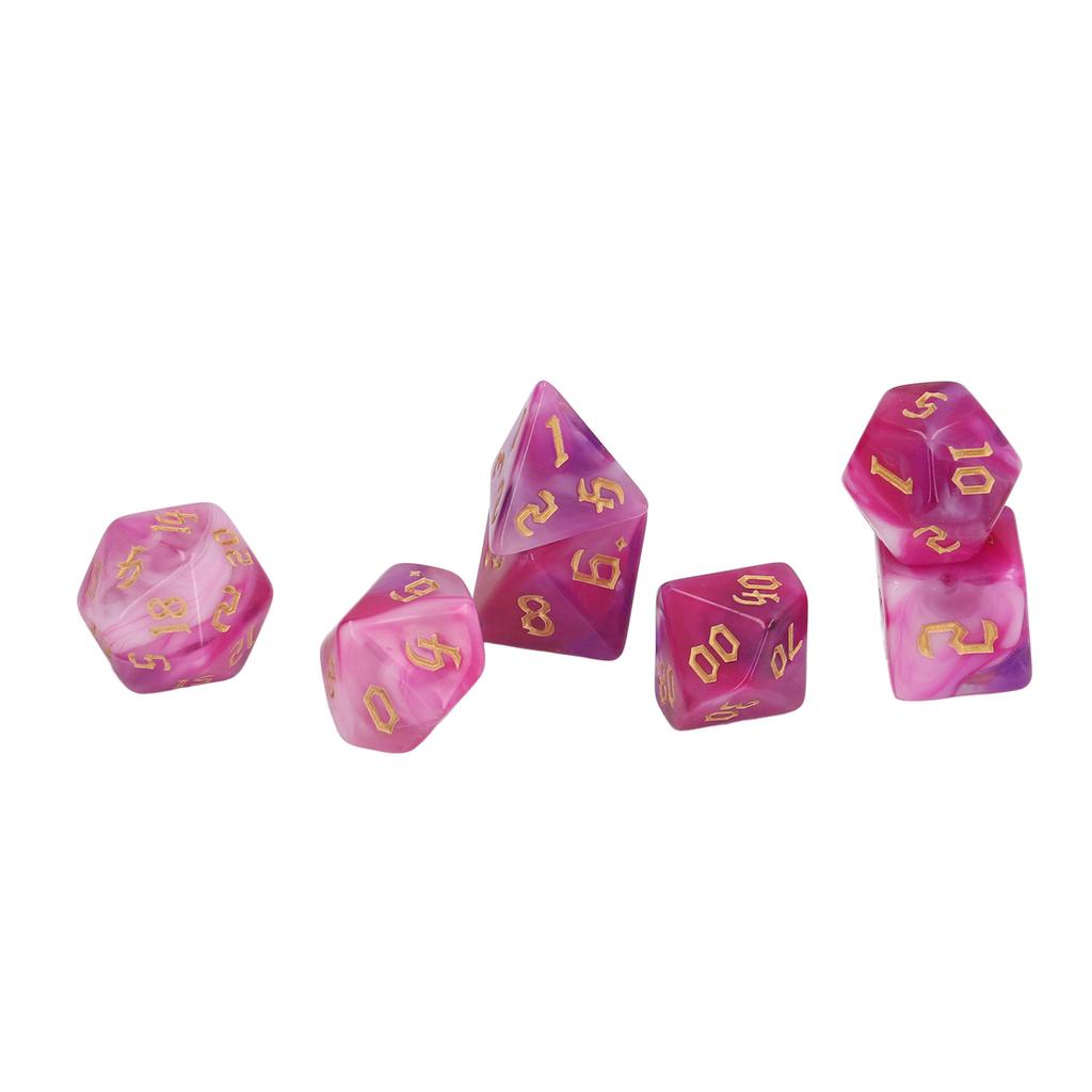 7pcs Polyhedral Dice Set Acrylic Portable Funny Dice Table Game Props for Holiday Party