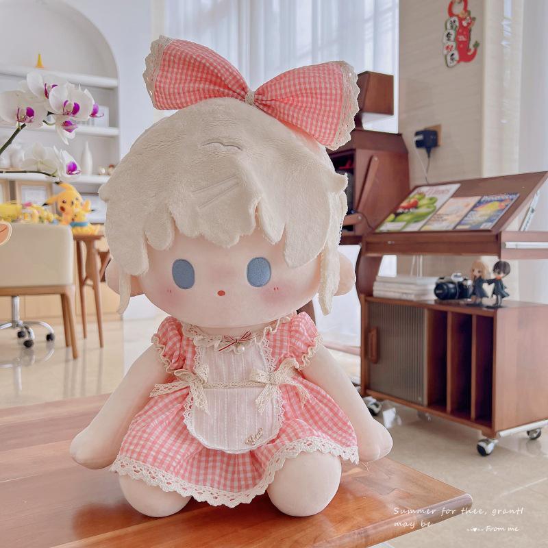 

Хлопковая кукла-девочка 40 см в платье горничной - Плюшевый костюмный набор