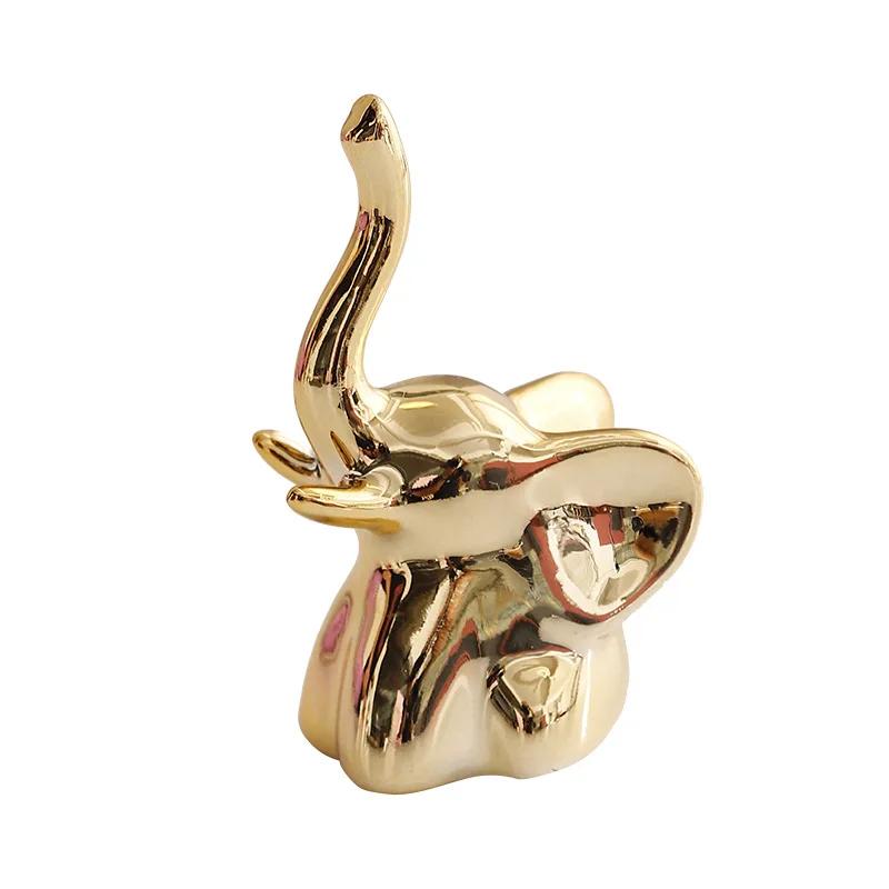 Ceramic Creative Elephant Rabbit Home Bedroom Makeup Desk Ring Necklace Jewelry Rack Ornament Animal Showcase Small Ornament