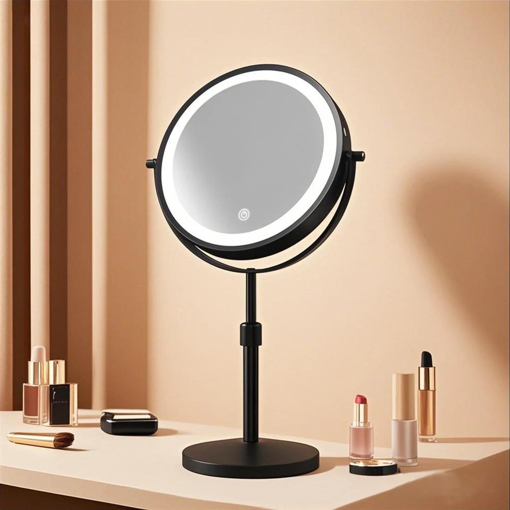 8.5 Inch Makeup Mirror With Light Lamp 10X Magnification 3 Color Lights,Adjustable Brightness Height Standing Cosmetic Mirror