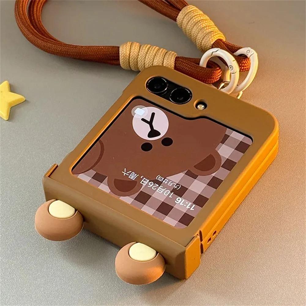 Ins Korea Cute Cartoon Bear Ears Case for Samsung Galaxy Z Flip7 Flip 6/5/4/3 for Motorola Razr 60 40 50 Ultra Japan Anime Cover