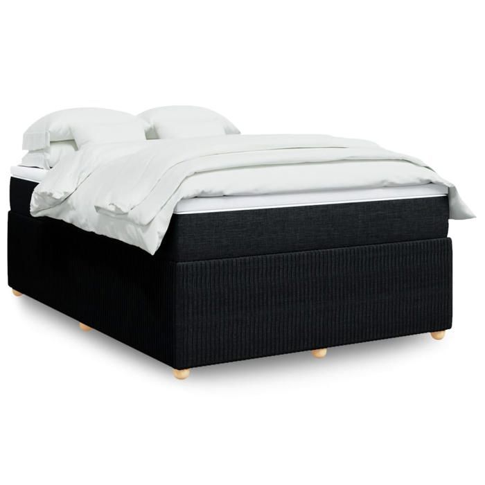 VidaXL Slatted Bed Base with Mattress Black 140x190 Cm Fabric 3285569