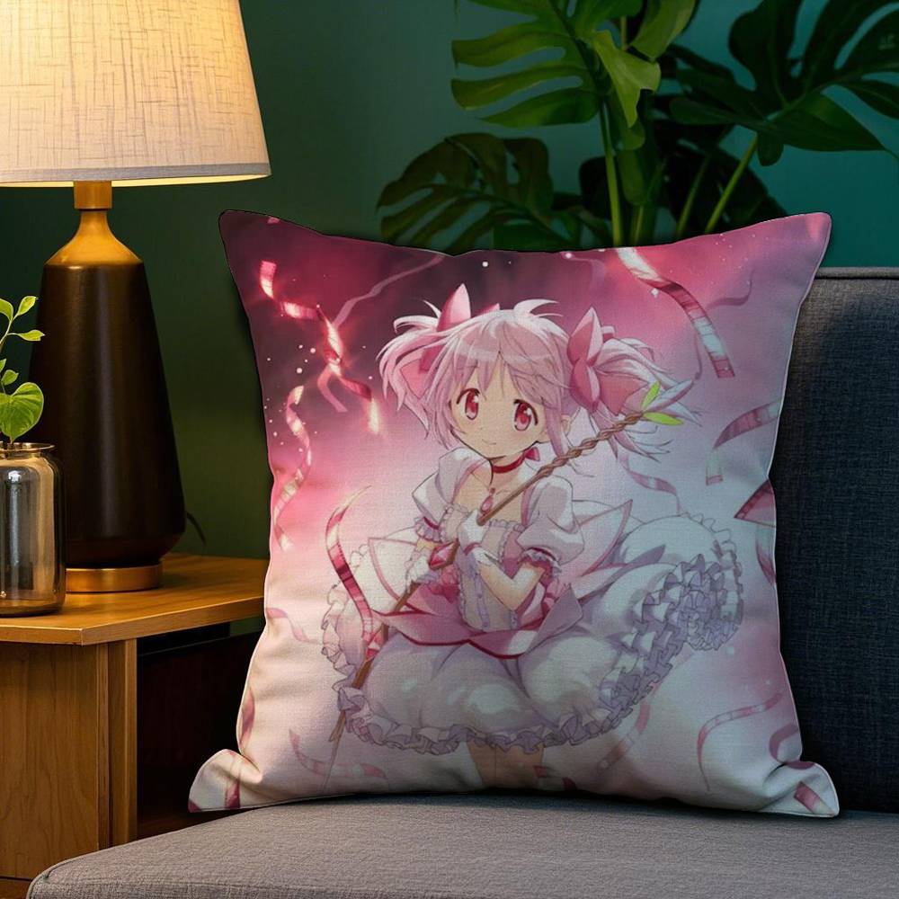 Anime M-Madoka M-Magica Pillow Case Plush Fabric Soft Double Sided Print Sofa Cushion Cover Throw Pillow Covers