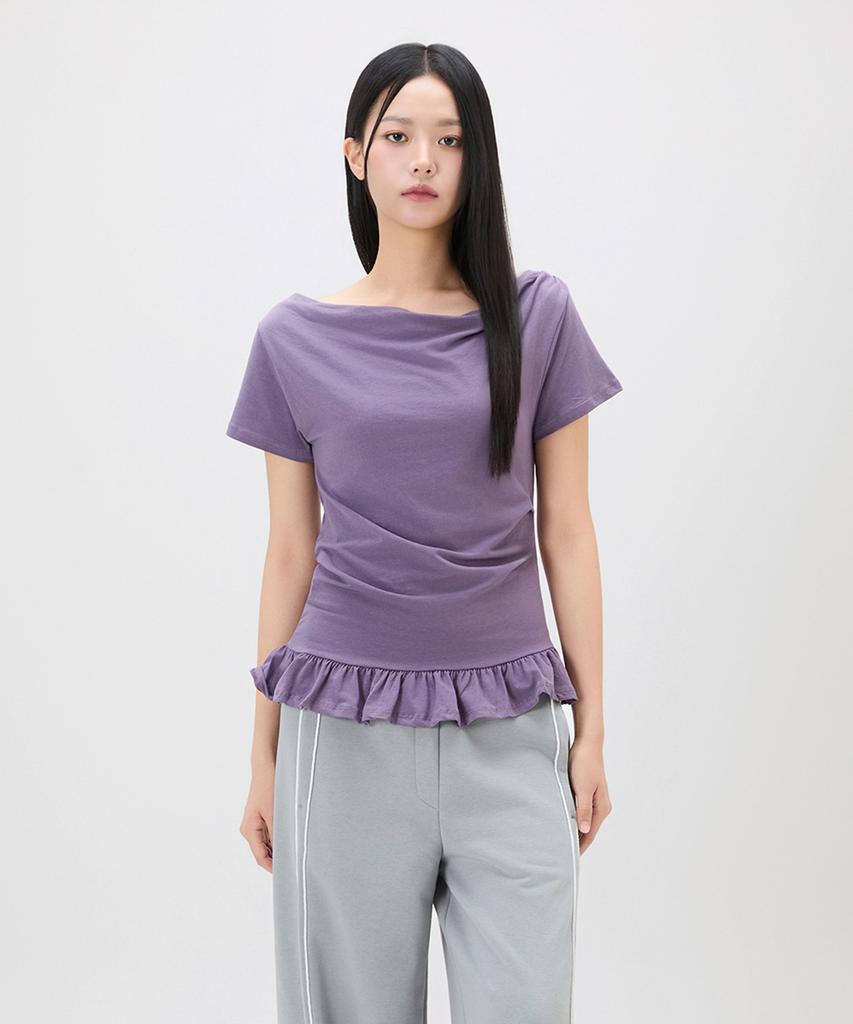 MIXXO Frilled Hem Short Sleeve T-Shirt_Miwhwg51Ms