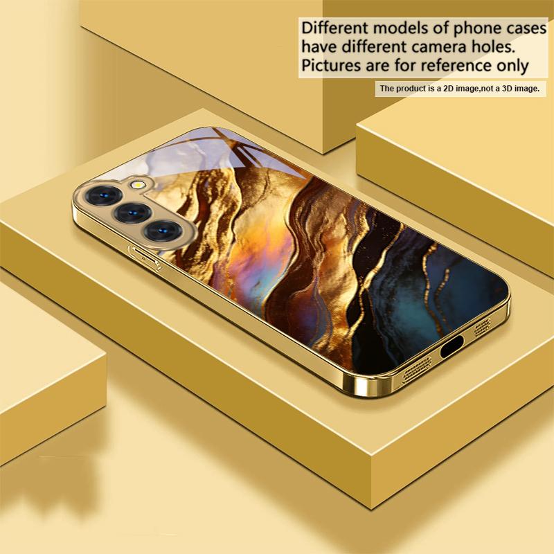 Gold Marble Texture For Samsung Galaxy S26 S20 FE S21 S22 S23 Plus S24 Ultra 25Ultra S21+ S9 S22 S8 Golden Glass Phone Case