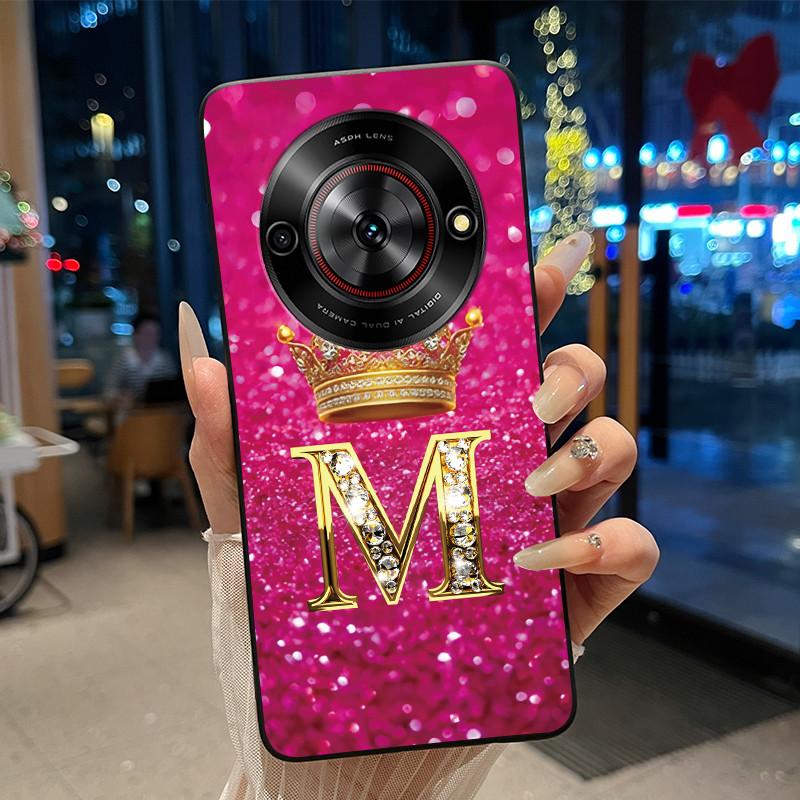 Shockproof Soft Phone Case For ZTE Blade A75 5G/ Nubia Focus 5G Bright Color and Attractive Crown Letter Pattern Casing
