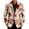 Herren Bedruckter Kord Samt Taschen Anzug Jacke Cardigan Herren Freizeitanzug
