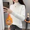 Women's Plus Size Velvet High Neck Knitwear: Slim Fit Autumn/Winter Warm Base Layer Sweater