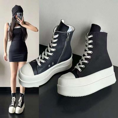 Ins Super Fire Thick-soled Heightening Board Shoes Women's Small Casual Shoes Women's Spring and Autumn New High-top Shoes