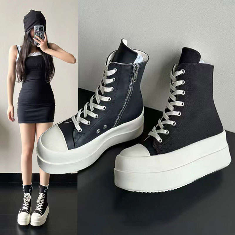 Ins Super Fire Thick-soled Heightening Board Shoes Women's Small Casual Shoes Women's Spring and Autumn New High-top Shoes