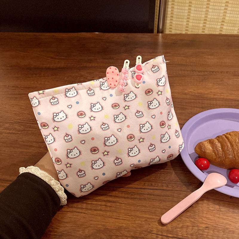 Söt Söt Sanrio Hello Kitty Sminkväska Flicka Kt Katt Sminkväska Stor Kapacitet Resa Bärbar Förvaringsväska Organizer Påse Present