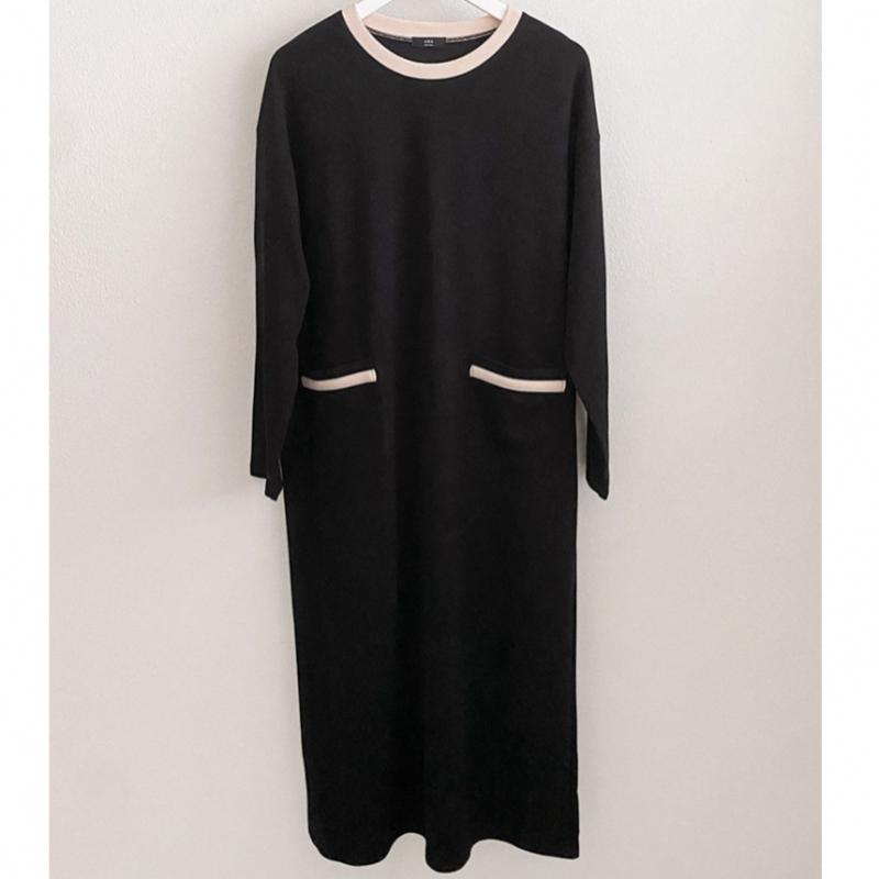 Shop Women Round Drop Shoulder Loose Fit One Mile Color Block Long Dress Ara W