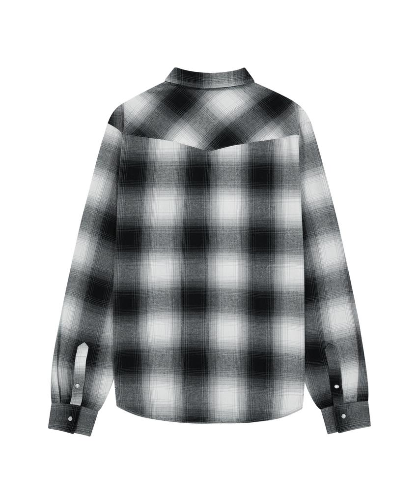 SLOWACID Ombre Western Check Shirt [Black]