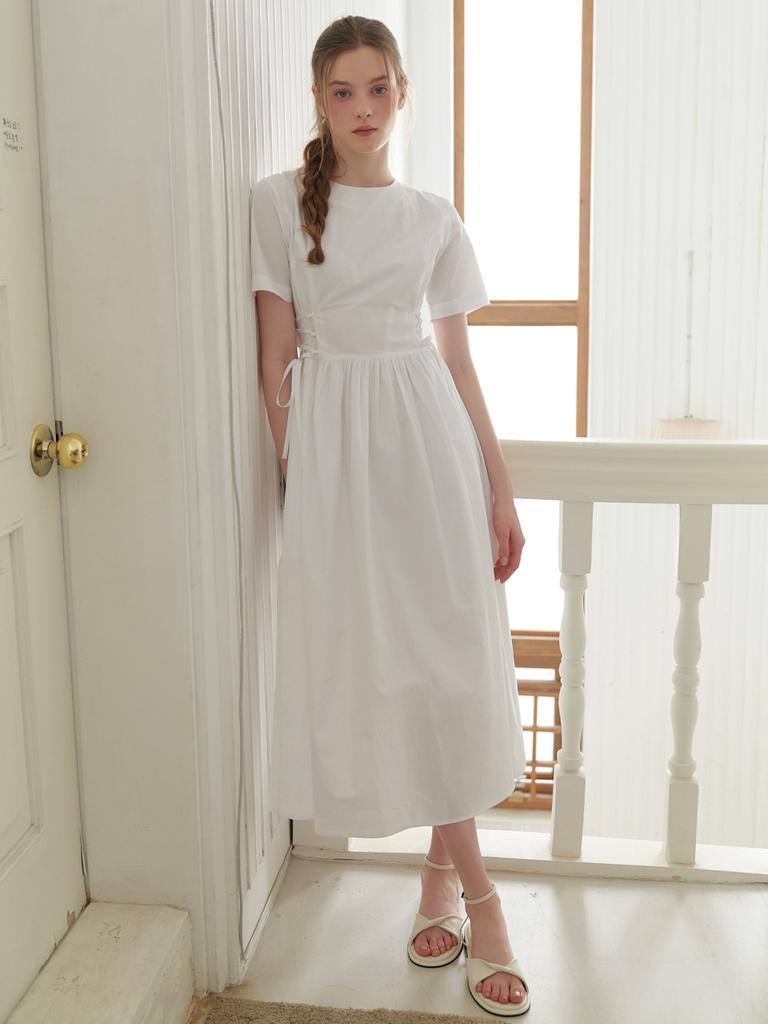 Liel Peach Corset Dress (White)