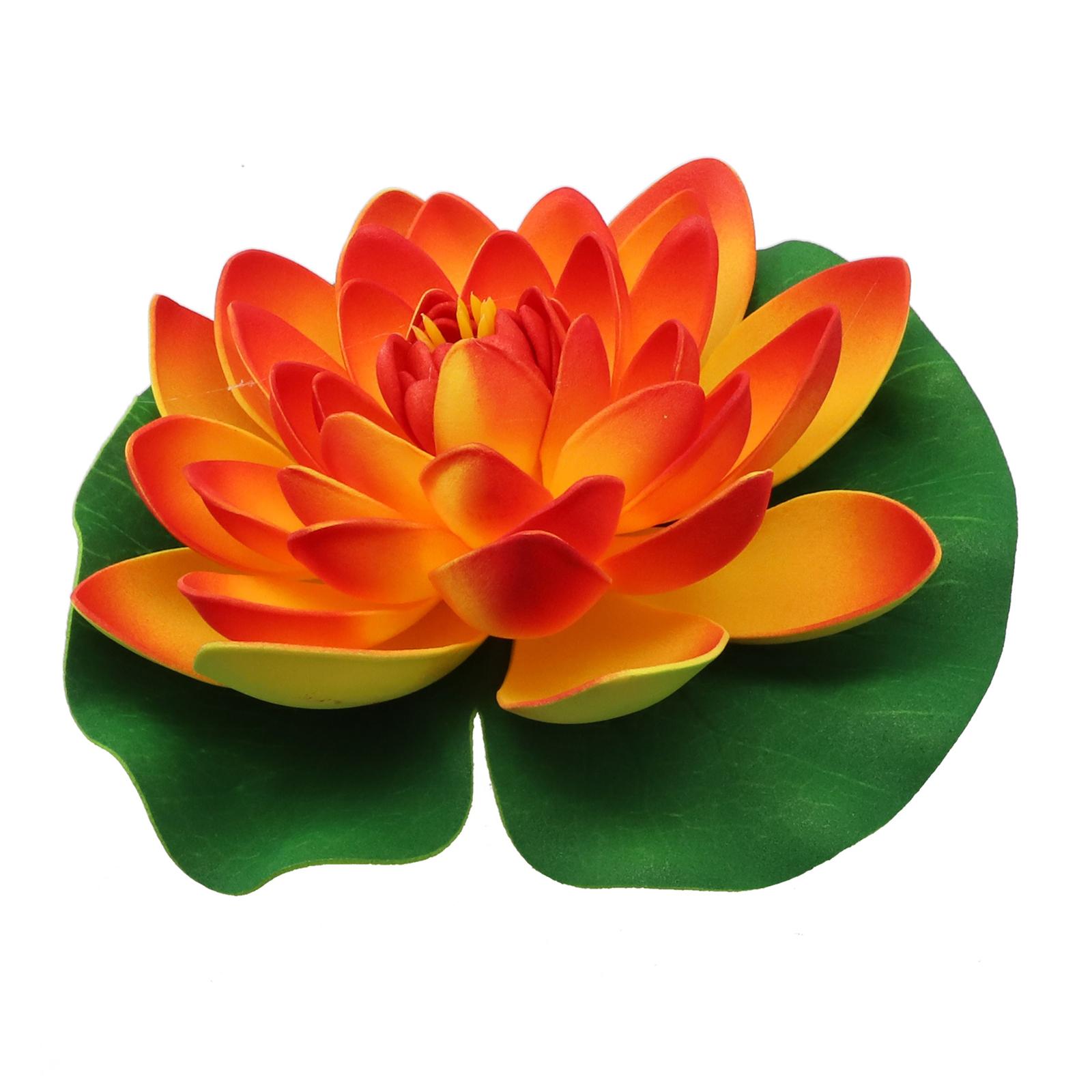 

Floating Lotus Water Lily Plastic Simulation 18cm Artificial Lotus DIY Fake Plant Home Outdoor Decor Fashionable оранжевый