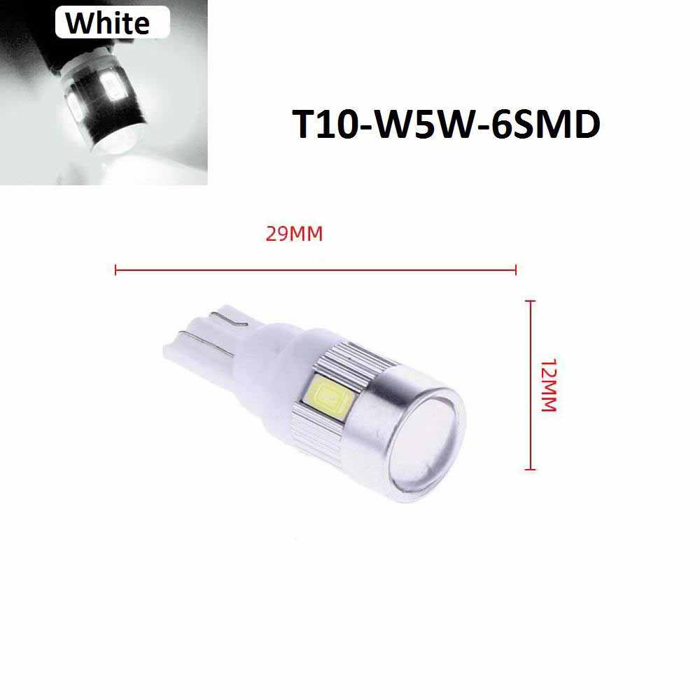 

2Pcs/1pc T10 W5W 158 192 Xenon Backup Light Bulbs LED CANBUS 6SMD 5630 Interior Light 1pc білий