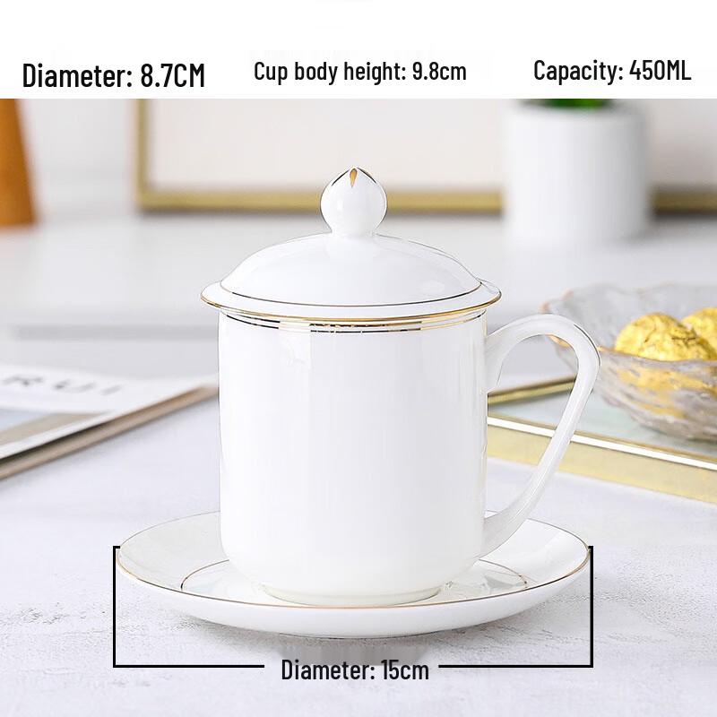 Qianxing Ceramic Tea Cup with Lid and Saucer