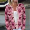 Women's Fashion Long Sleeve Valentine's Day Printed Jacket Cardigan Valentine's Day Sweater