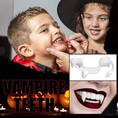 1pc Halloween Fake Tooth Horror Retractable White Fangs Teeth Plastic Kids Adult Vampire Teeth Party Decor Cosplay Accessory