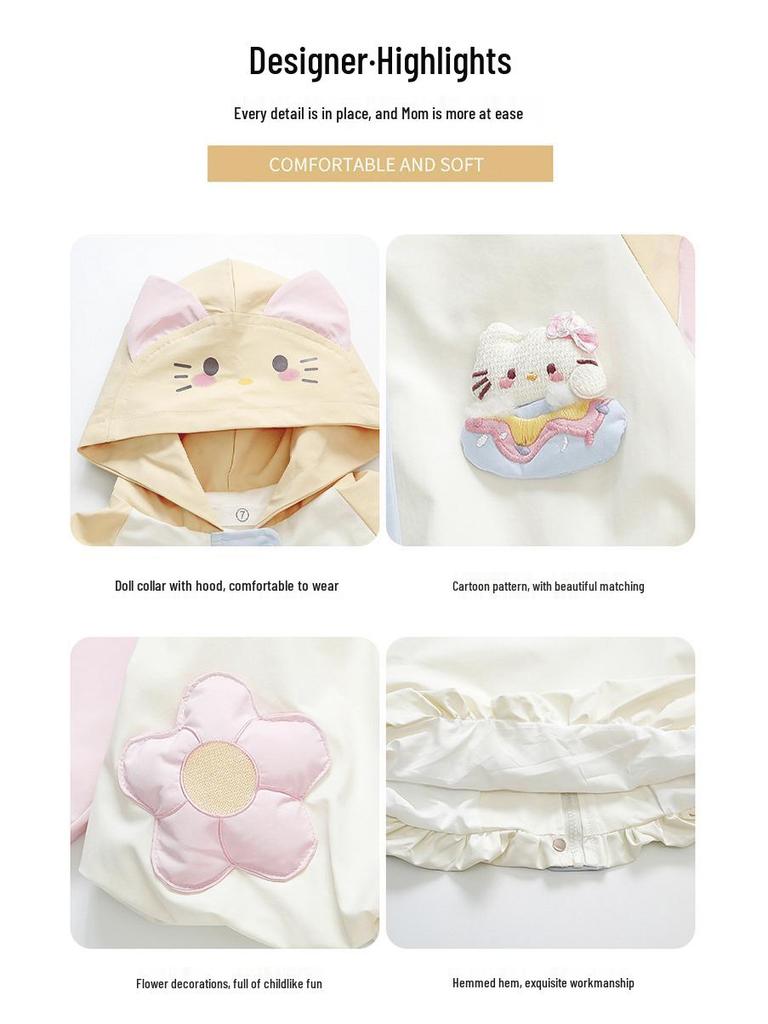 2025 Girls' Hooded Fashion Outerwear: Trendy Macaron Coat for Spring & Autumn