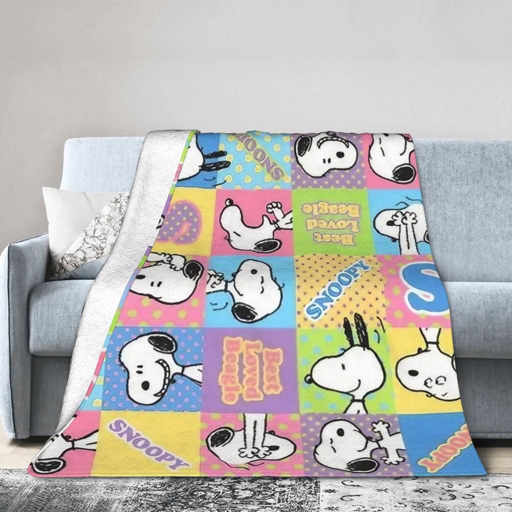 Snoopys Cartoon Dog Flannel Blankets Creative Throw Blankets for Sofa Bedding Lounge 200x150cm Rug Piece,