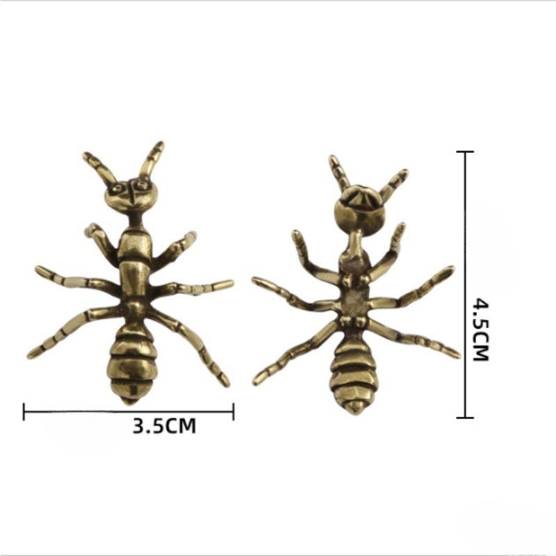 Brass Ant Figurines Miniature Simulation Insect Desk Ornament Table Tea Pets Antique Copper Crafts Home Decors