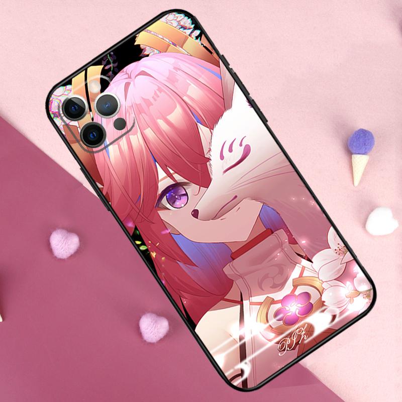 Genshin Impact Yae MIko Phone Case For iPhone 17 Pro Max 11 14 15 16 Pro Max Plus 13 12 Mini 16e 17 Air Back Cover