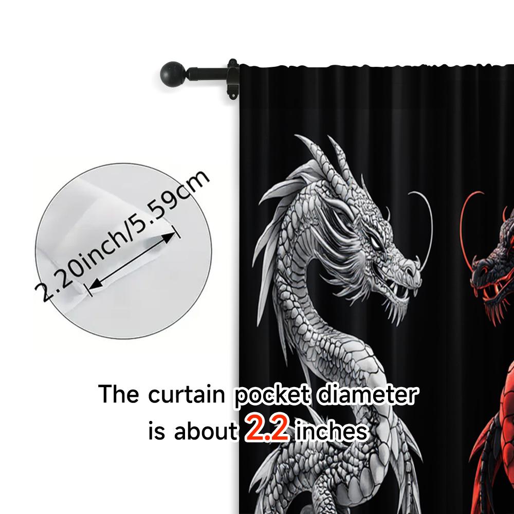 2pcs, Pattern Curtains Cool Chinese Dragon Versatile Polyester (without rod) Stuff Clearance Ldeal for Various Room Types