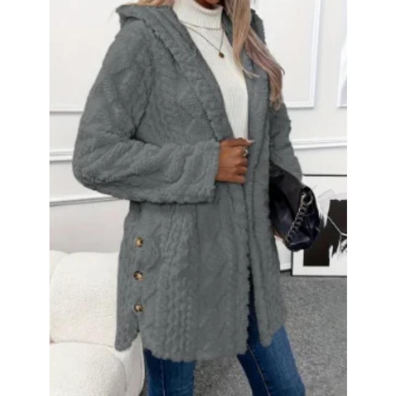 Giacca da Donna Moda Autunnale Fantasia a Quadri Collo a Tacche Manica Lunga Blazer Chiusura a Bottoni Foderata in Pile Cappotto Casual Quotidiano
