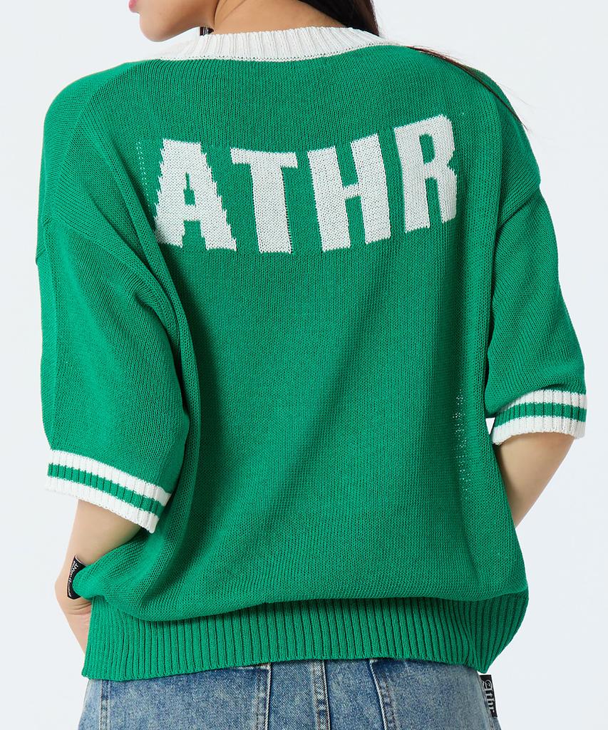 Andy Other Oversized V-Neck Short Sleeve Knit Green