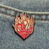 Interesting Burning Heart Brooch Accessory Positive Self-Love Accessory Fun Script Badge for Bags Clothing