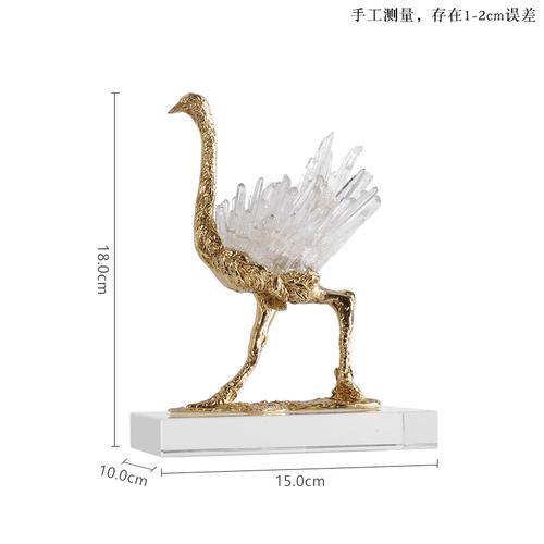 Modern Yaratıcılık Metal Simülasyon Hayvan Kuş Turna Çin Tarzı Bakır Altın Kristal El Yapımı Zanaatları Modern Ev Dekorasyonu