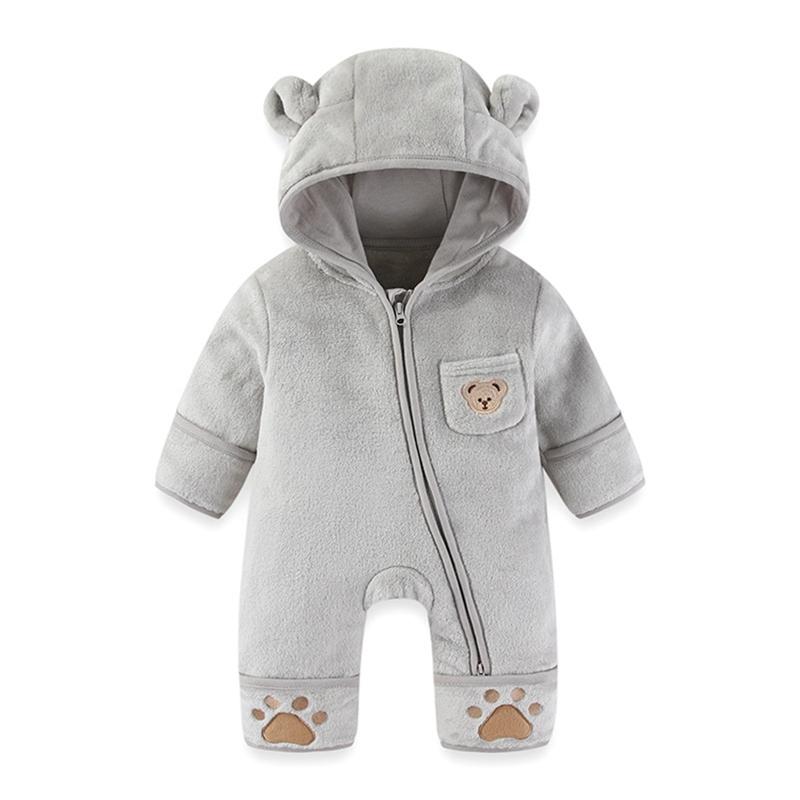 Infant Baby Winter Warm Romper Hooded Bodysuit