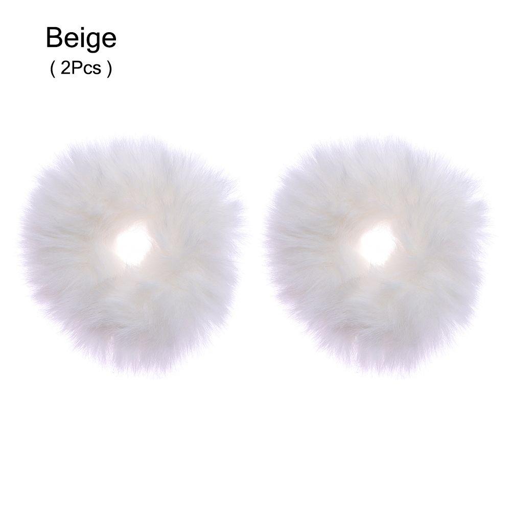 2Pcs Women Girls Winter Fur Hair Scrunchies Pom Pom Hair Tie Fuzzy Elastic Hair Bands Ponytail Holders Hair Accessories