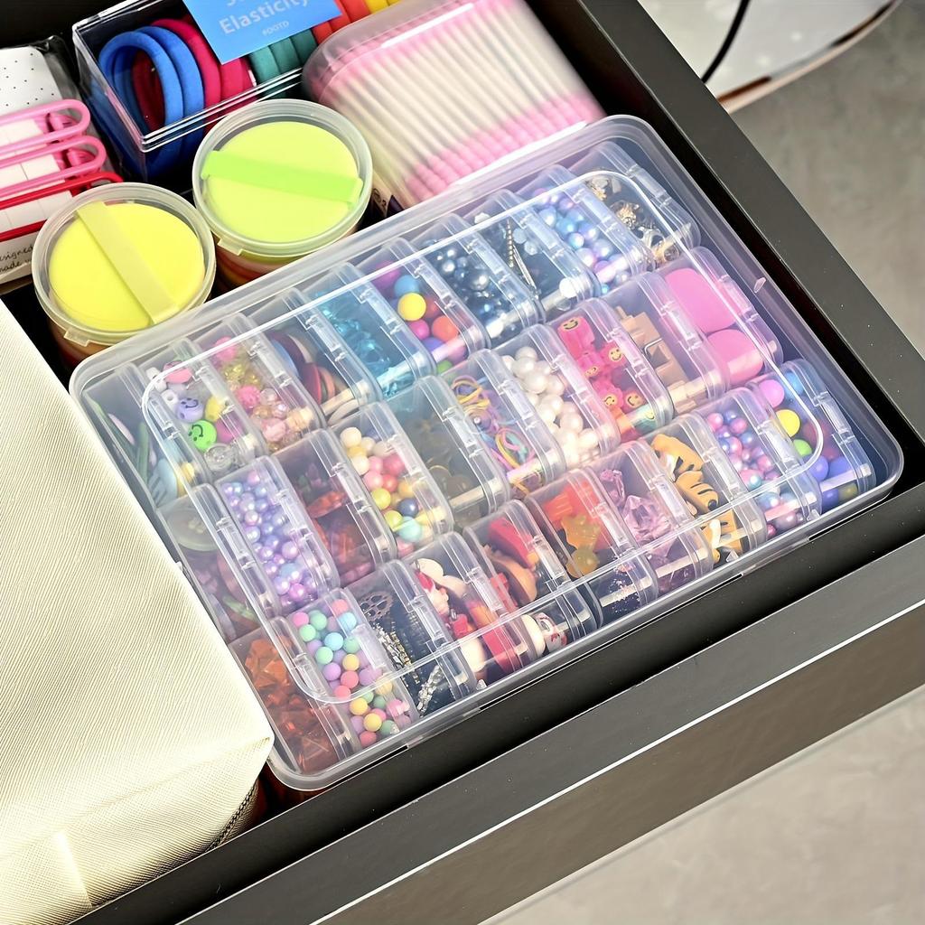 30-roms husholdnings skrivebord plast oppbevaringsboks for smykker 5,5" gjennomsiktig liten firkantet organizer