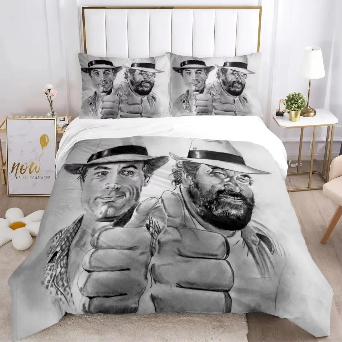 

3D Printed Film Bud Spencer Terence Hil Beding Set Tens Soft with Soft Fabric Duvet Covers Pilowcases for Tens Single Double Quen King 100*200cm Single