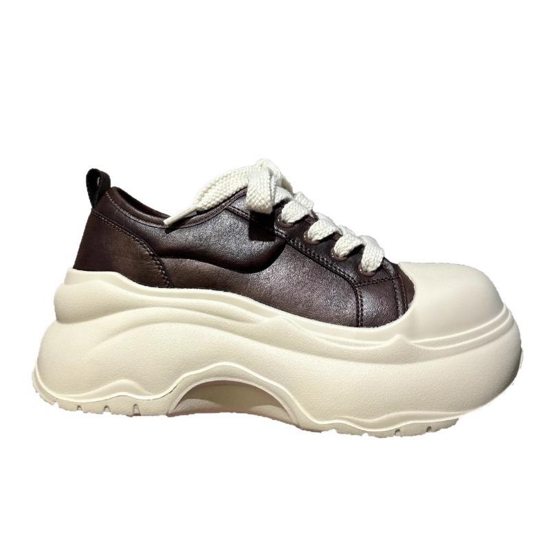 Muffin thick-soled big-headed bread shoes women's new retro versatile small height-increasing casual sports board shoes