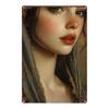 D Flat D Flat D Flat Surface Pc Metal Sign Retro European WomanS Portrait Decoration Sturdy Metal Plate Ideal for Ba