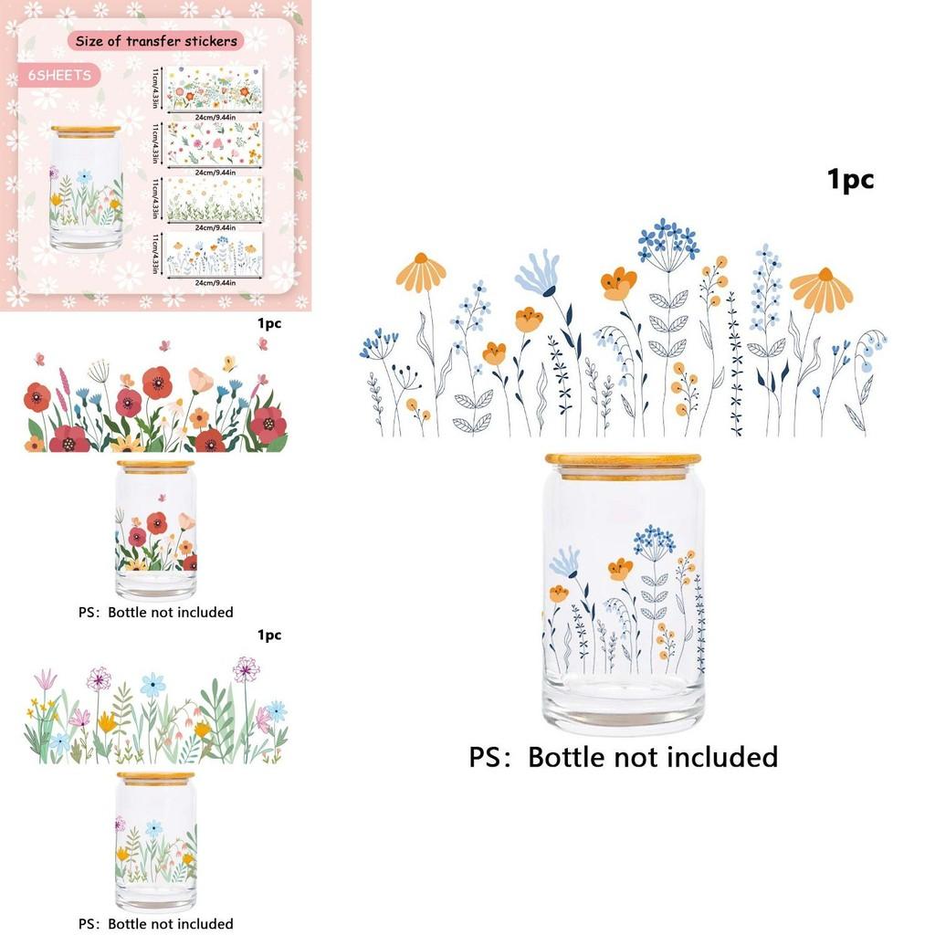 Floral Plant Glass Cup Stickers Water Crystal Transfer Decoration For Home Party