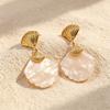 European and American Colorful Shell Earrings Fashion Exaggerated Personality Resin Stud Earrings Temperament Celebrity Style Retro Stainless Steel 