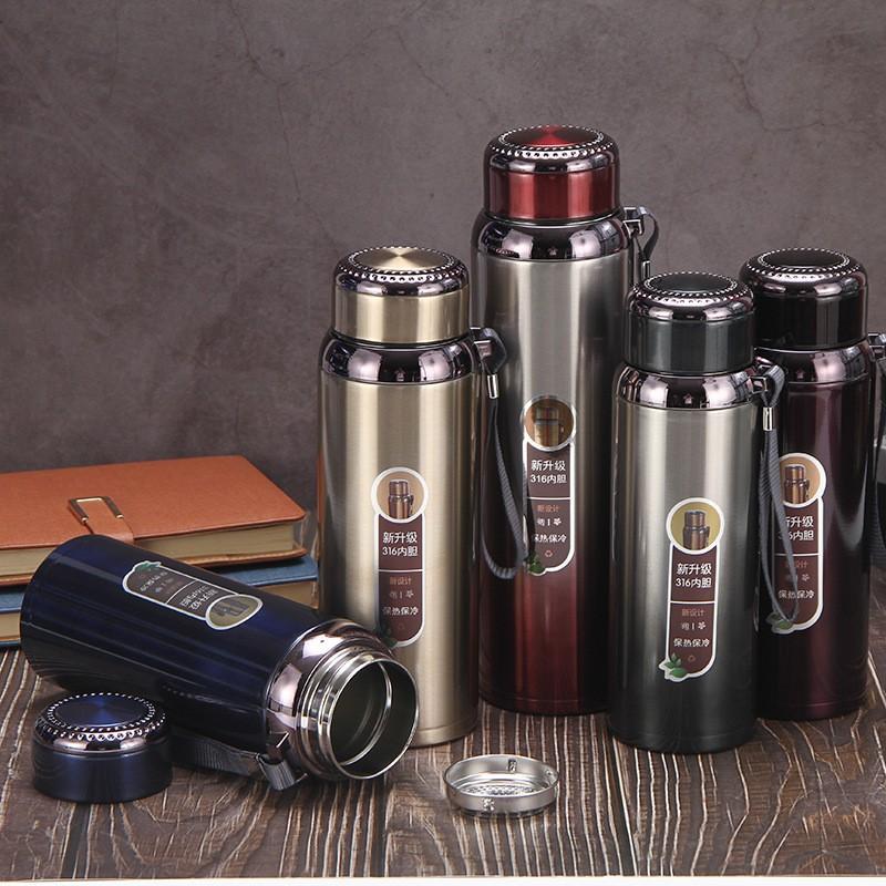 Large Capacity Multi-function Thermos Cup 1000ml Vacuum Flasks Portable Stainless Steel Thermos Cup Water Bottle Travel Tea Mug Office Thermos Cup