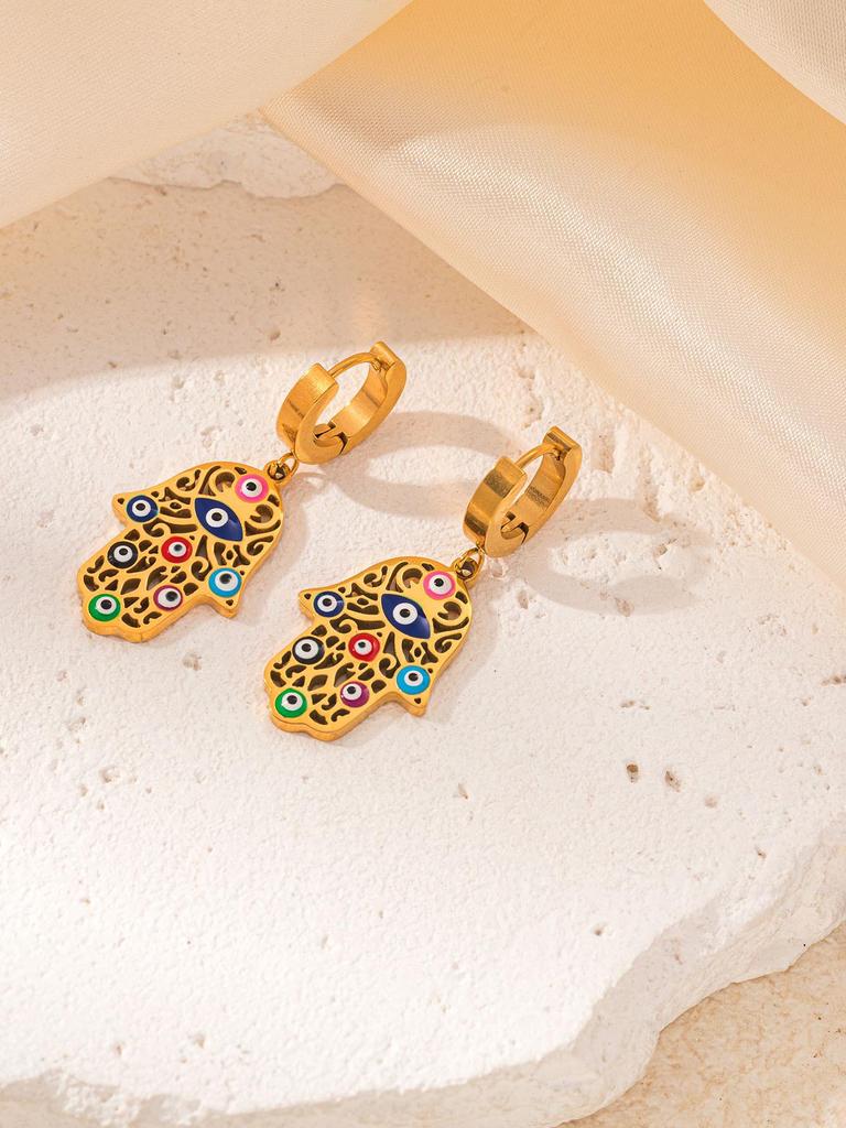 Stainless Steel Women's Jewelry Set: Non-Fading Necklace, Earrings, and Ring - Trendy Fashion Accessories