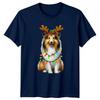 Christmas Dog Reindeer Antlers Holiday Animals Unisexs TShirt Unisexs Tee Graphic