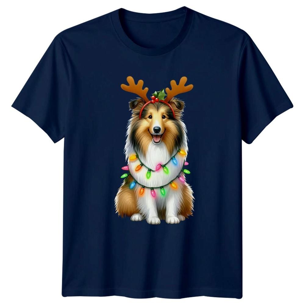 Christmas Dog Reindeer Antlers Holiday Animals Unisexs TShirt Unisexs Tee Graphic